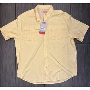 Coleman Men’s Yellow Short Sleeve Button Up Shirt Vented Size XXL Outdoors